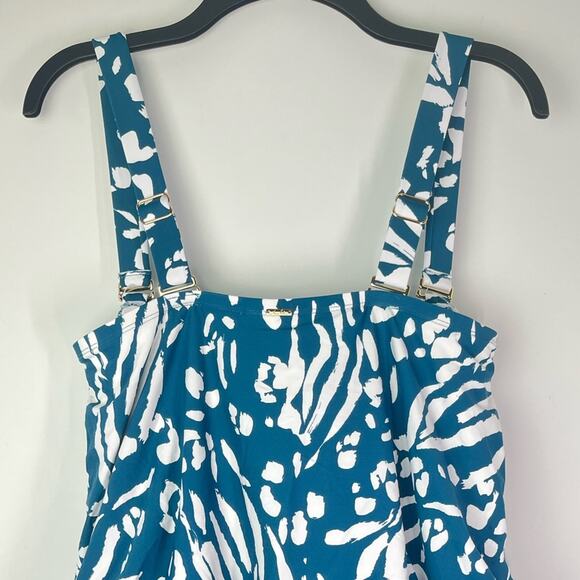 New Anne Cole Plus Size Tropical V-Wire Padded One Piece Swimsuit - Picture 6 of 13